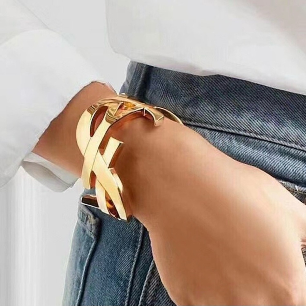 YSL Gold Cassandra Statement Cuff Bracelet